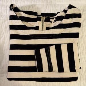 J.Crew Jersey Knit Black White Striped Long Sleeve Top Womens XS
